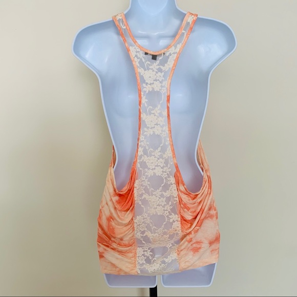 Tie dye orange 🍊 shirt with lace back - Picture 2 of 3